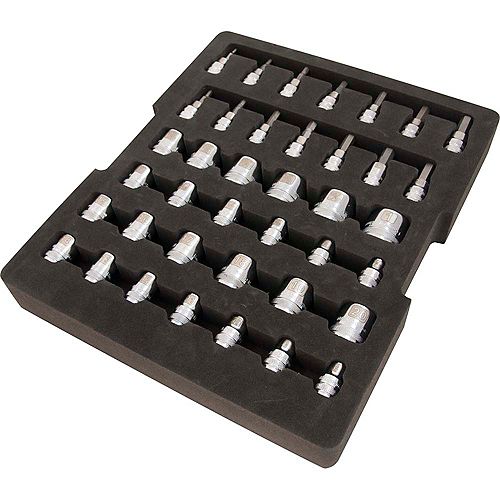 DYNAMIC TOOLS 3/8 inch Drive 40 Piece Chrome Socket Set With Foam Tool Organizer