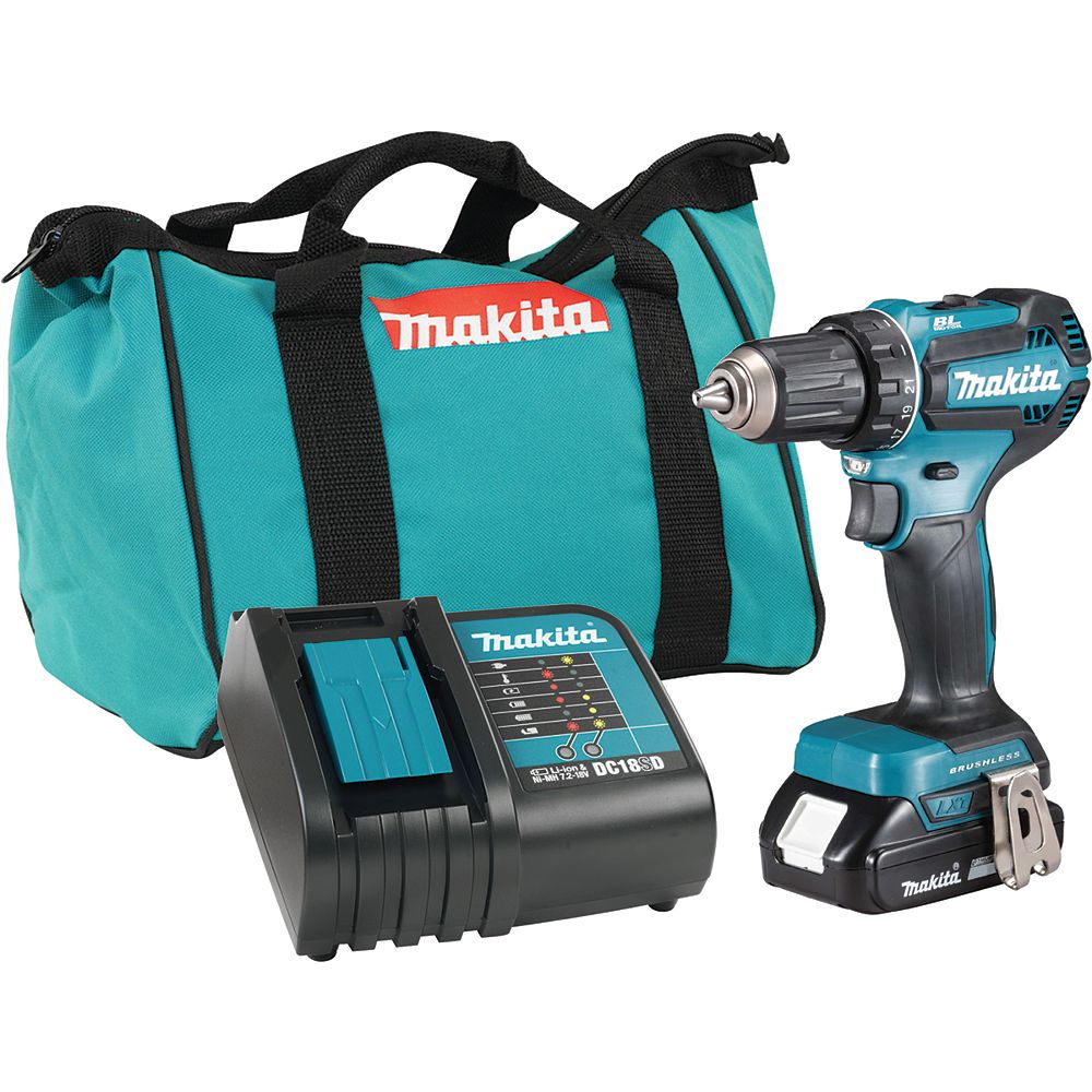 Makita 18v Lithium Ion Brushless Cordless 1 2 Inch Drill Driver With 1 Battery 1 5 Ah C The Home Depot Canada