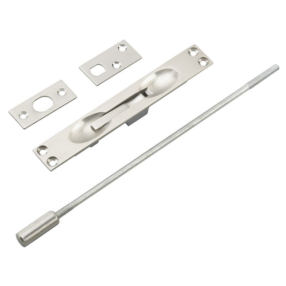 Onward Flush Bolt for Metal Doors with 12" Extension, Brushed Nickel