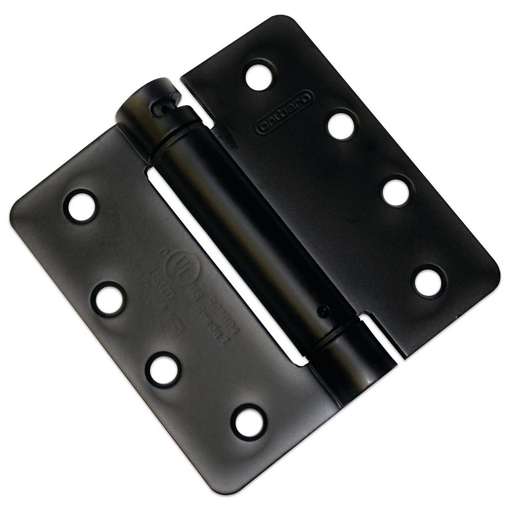Onward 4" Full Mortise Adjustable Spring Hinge, Flat Black, 1/4" Radius