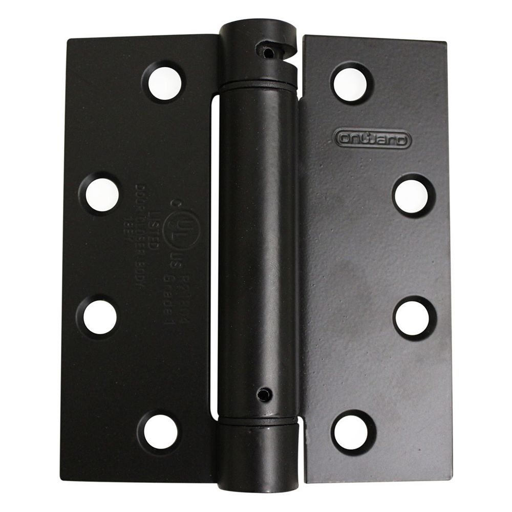 Onward 41/2" Full Mortise Adjustable Spring Hinge, Flat Black, Square