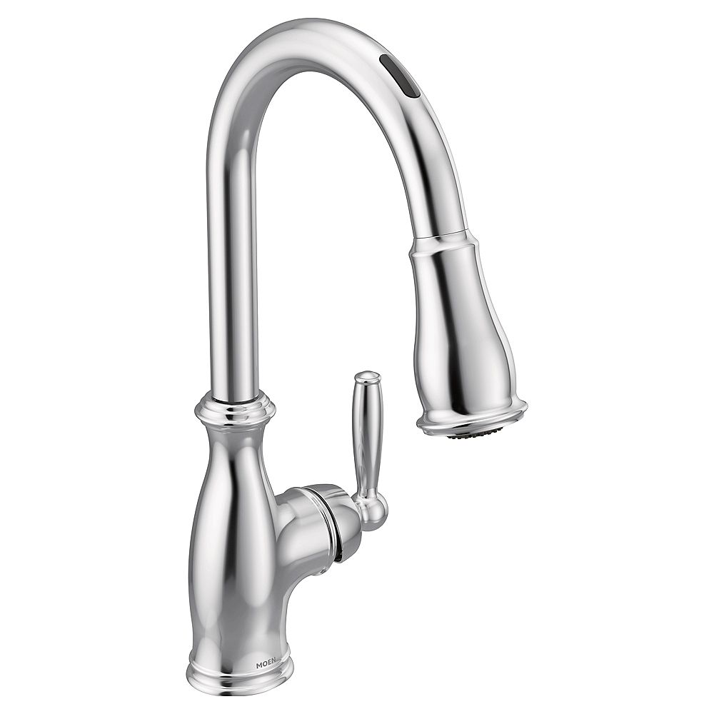 u by moen brantford pull down smart kitchen faucet in chrome