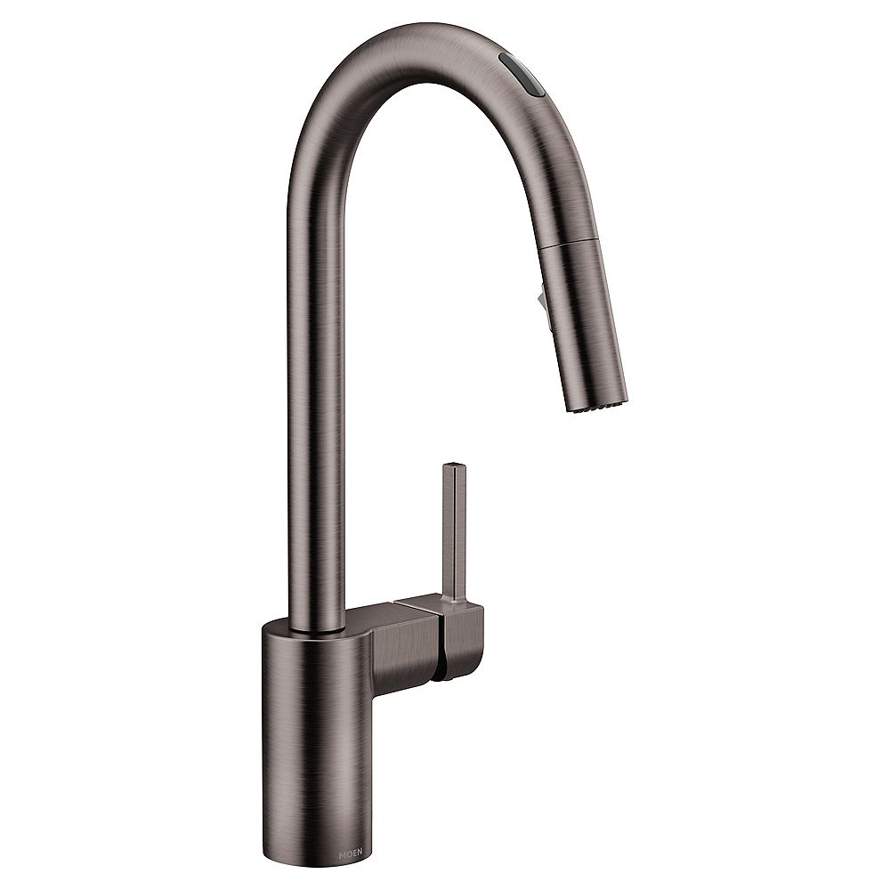MOEN U By Moen Align Pull-Down Smart Kitchen Faucet In Black/Stainless Black And Stainless Steel Kitchen Faucet
