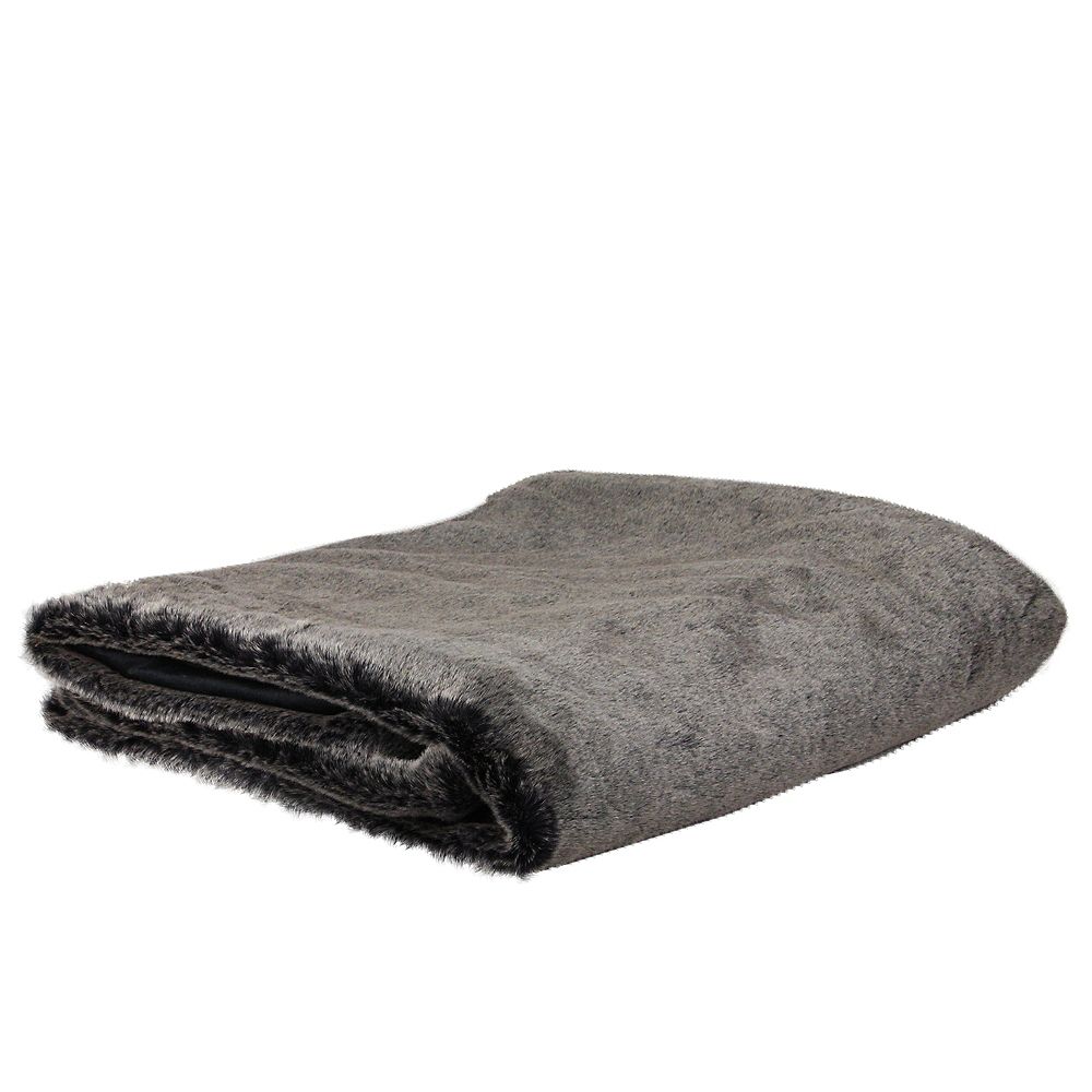 Northlight Charcoal Gray Faux Fur Super Plush Throw Blanket 50 X 60 The Home Depot Canada