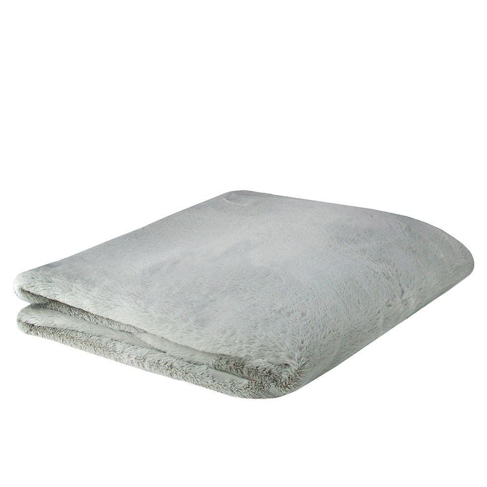 Northlight Luxurious Gray Faux Fur Rectangular Throw Blanket 50 X 60 The Home Depot Canada