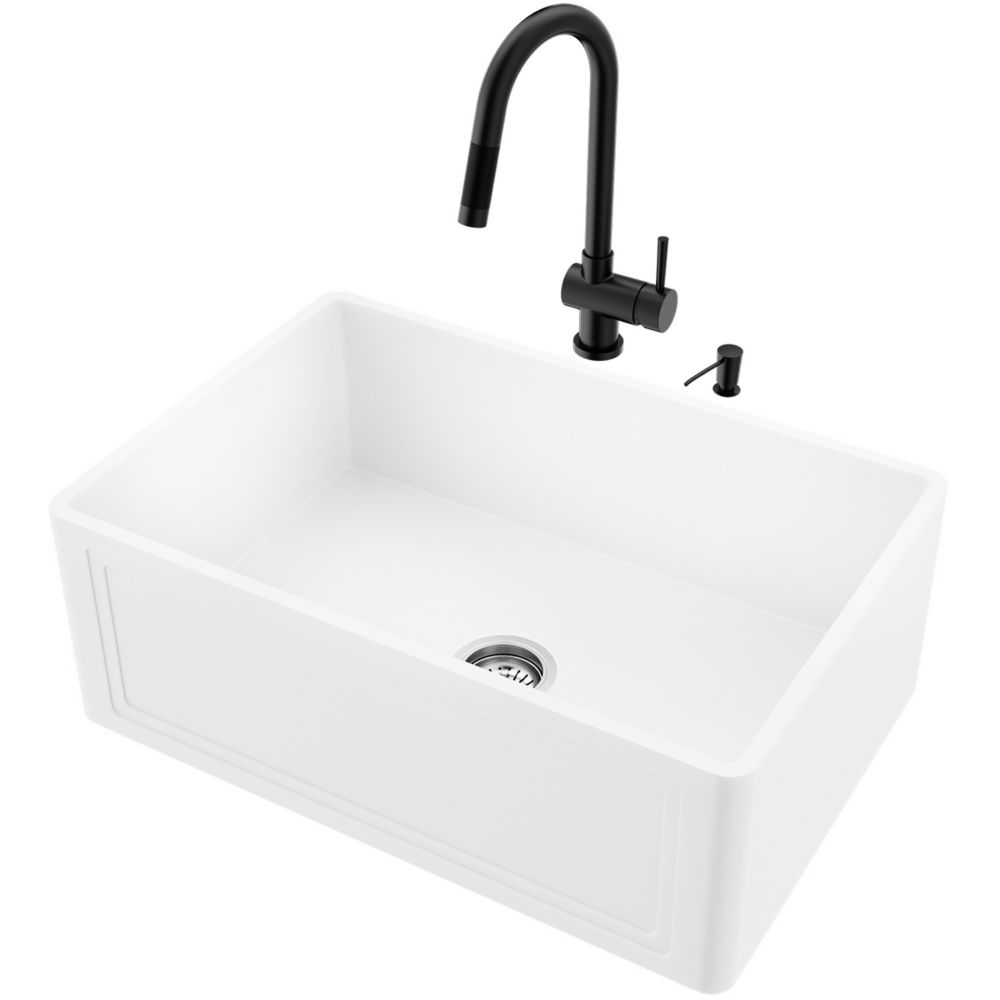 VIGO AllinOne Farmhouse/ApronFront Matte Stone 27 in. Single Bowl