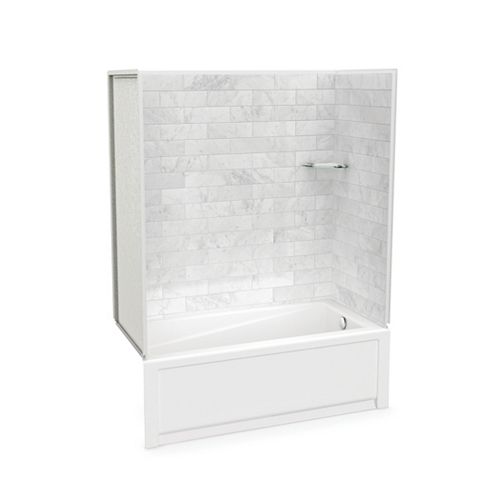 Utile Marble Carrara 60 x 32 x 81-inch Tub Shower Combo with New Town Bath Right Drain