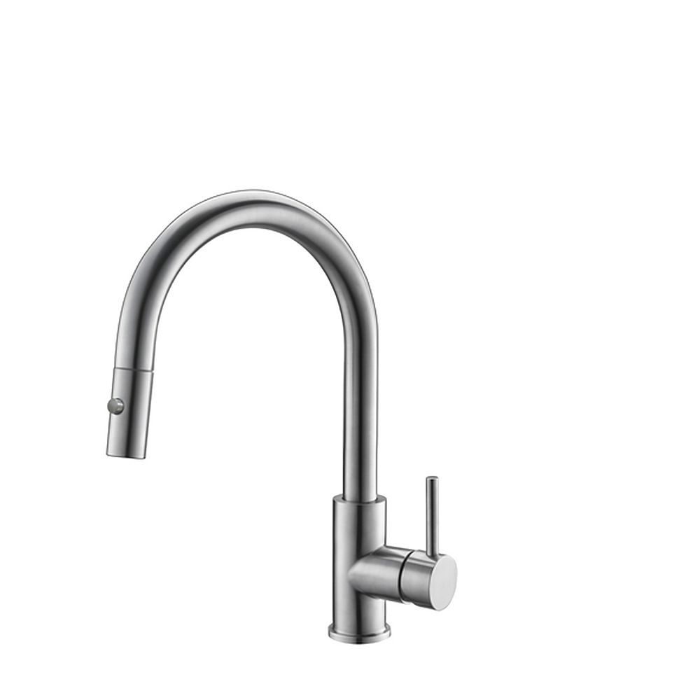 Stylish Modern Single Handle Pull Down Sprayer Kitchen Faucet In Stainless Steel The Home Depot Canada
