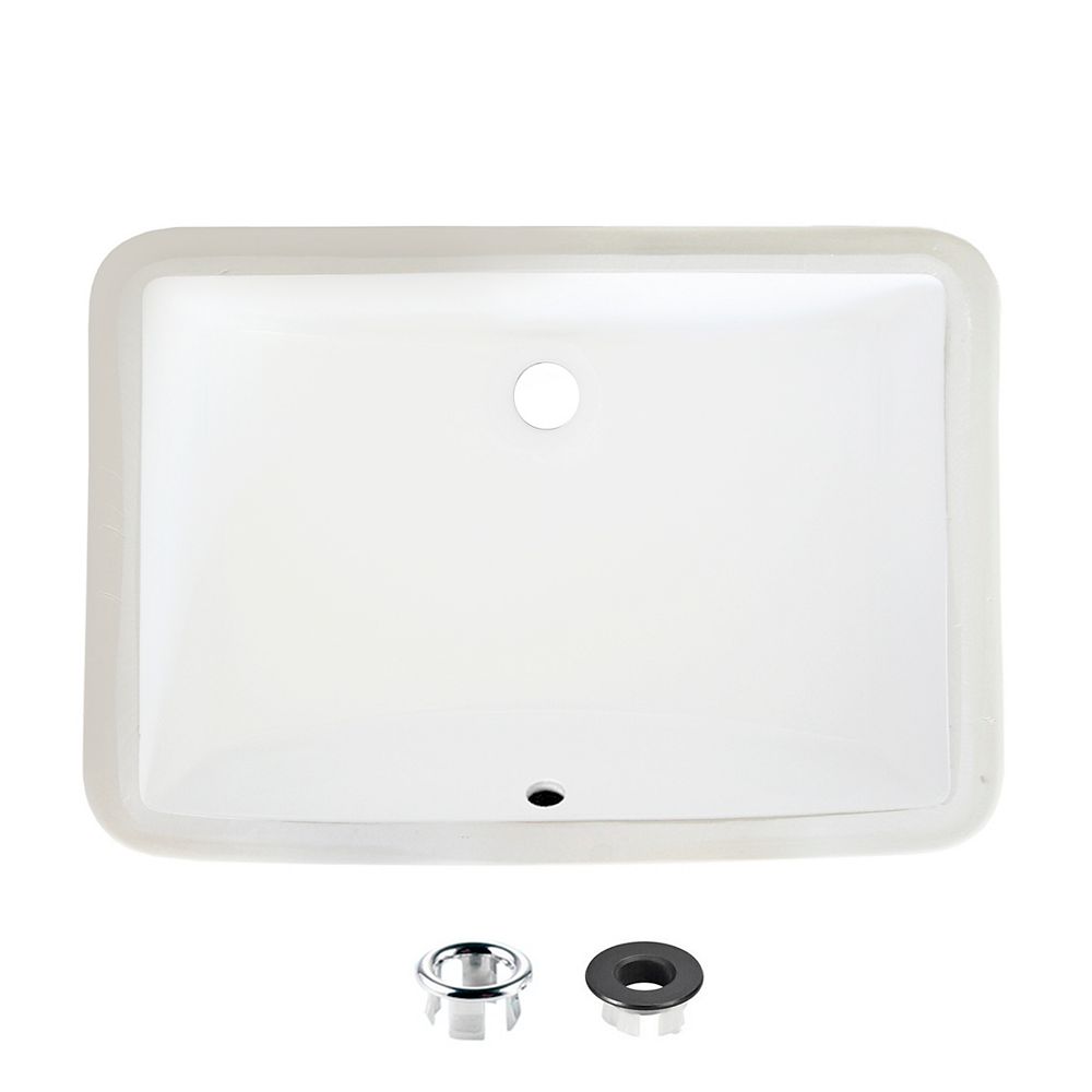 Stylish 21 Inch Rectangular Undermount Ceramic Bathroom Sink With 2 Overflow Finishes The Home Depot Canada