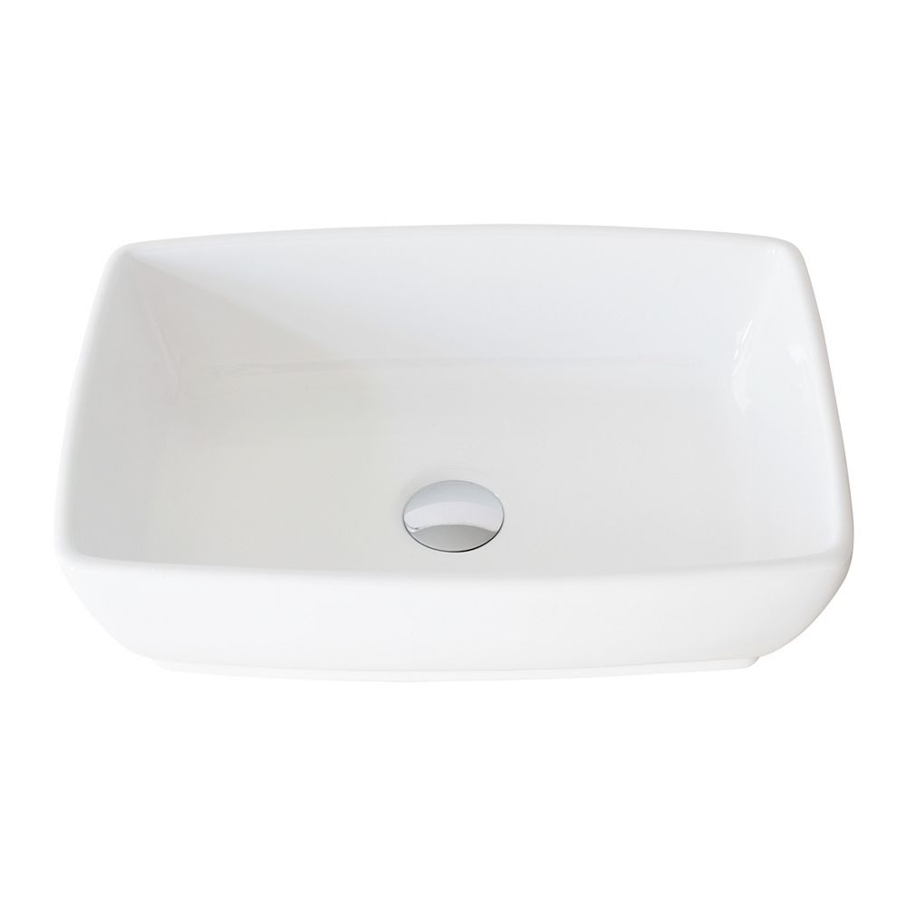 Stylish Porcelain Rectangular 19 Inches Topmounted Vessel Bathroom Sink White The Home Depot Canada