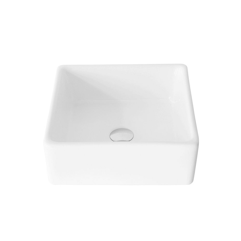 Stylish Porcelain Square 15 Inches Topmounted Vessel Bathroom Sink The Home Depot Canada