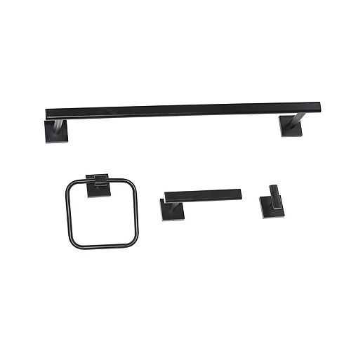 4-Piece Bath Hardware Kit in Matte Black