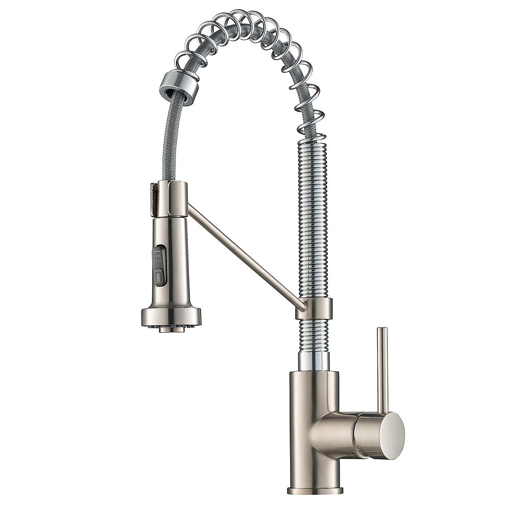 Kraus Bolden Single Handle Commercial Kitchen Faucet In Spot Free Stainless Chrome The Home Depot Canada