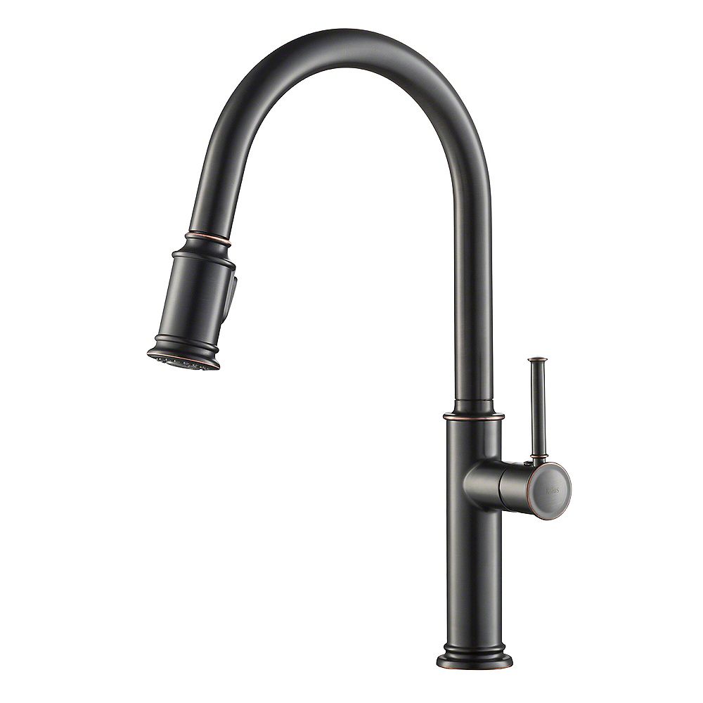Kraus Single Handle Pull Down Sprayer Kitchen Faucet In Oil Rubbed Bronze The Home Depot Canada