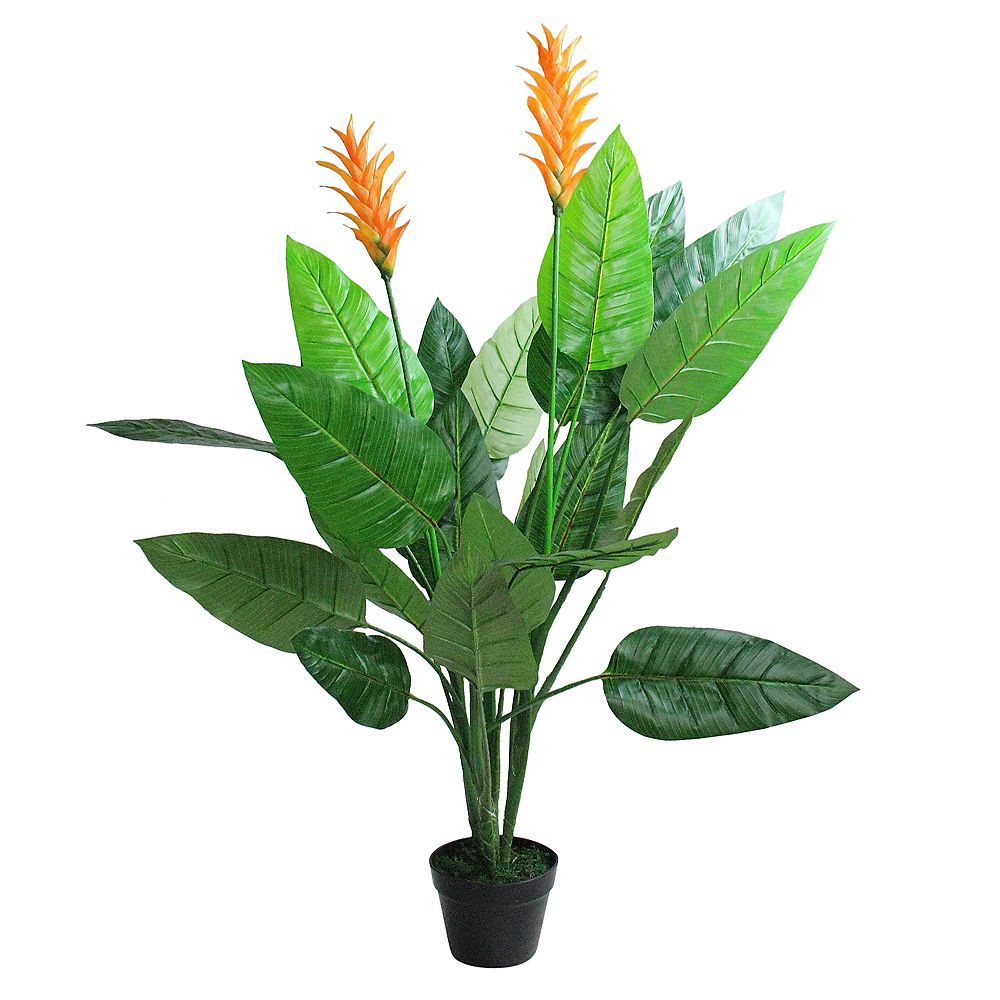 Northlight 50&quot; Potted Green and Orange Artificial Bird of