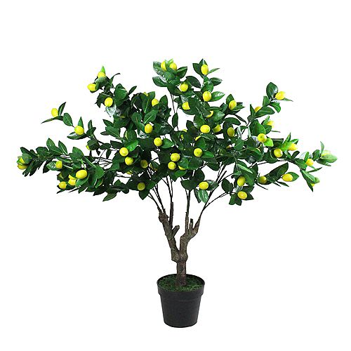 45" Potted Green and Yellow Artificial Lemon Tree