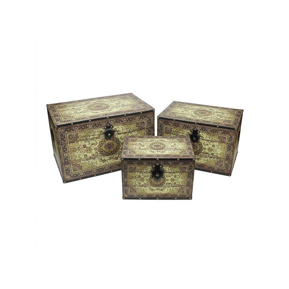Northlight Set of 3 OrientalStyle Brown and Cream Earth Tone Wooden