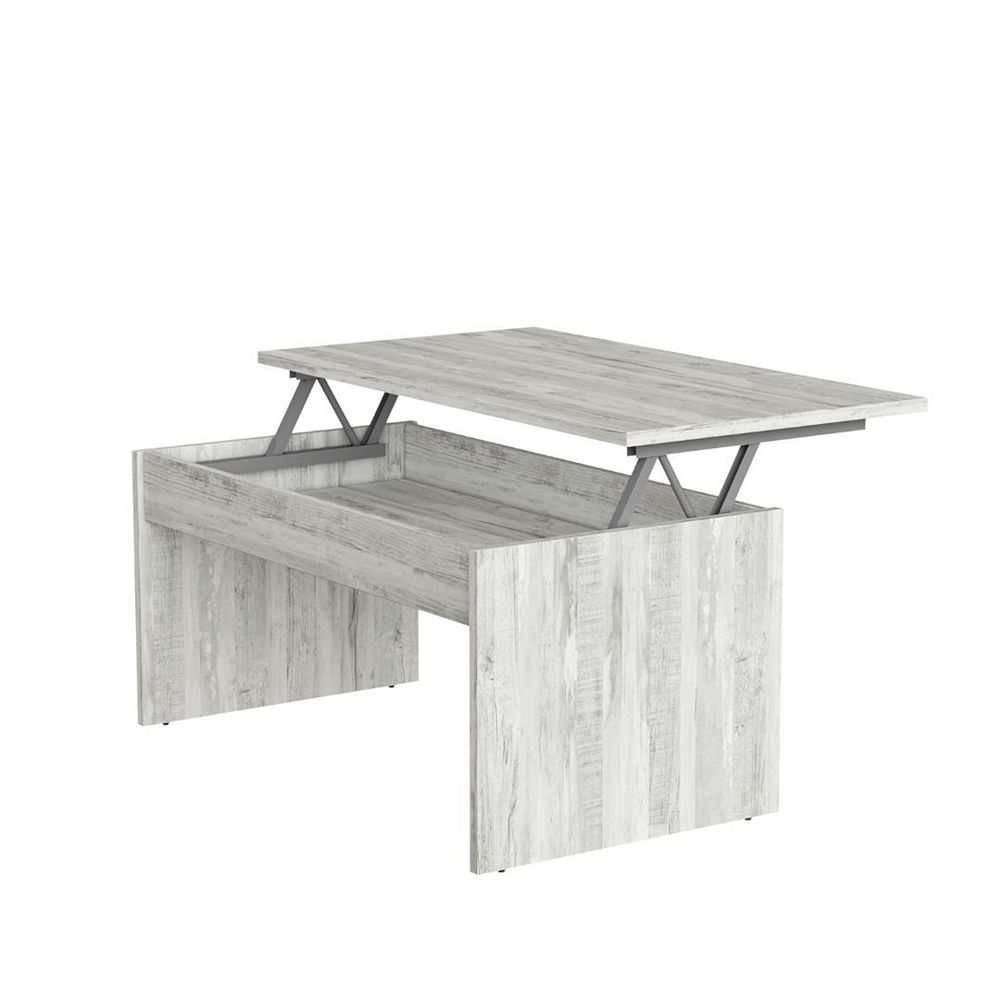 Smart table basse avec plateau relevable et espace de rangement, grise Smart table basse avec plateau relevable et espace de rangement, grise