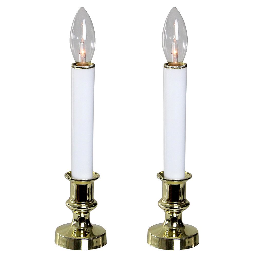 Northlight Set of 2 White and Gold Christmas Candle Lamps 9" The Home Depot Canada