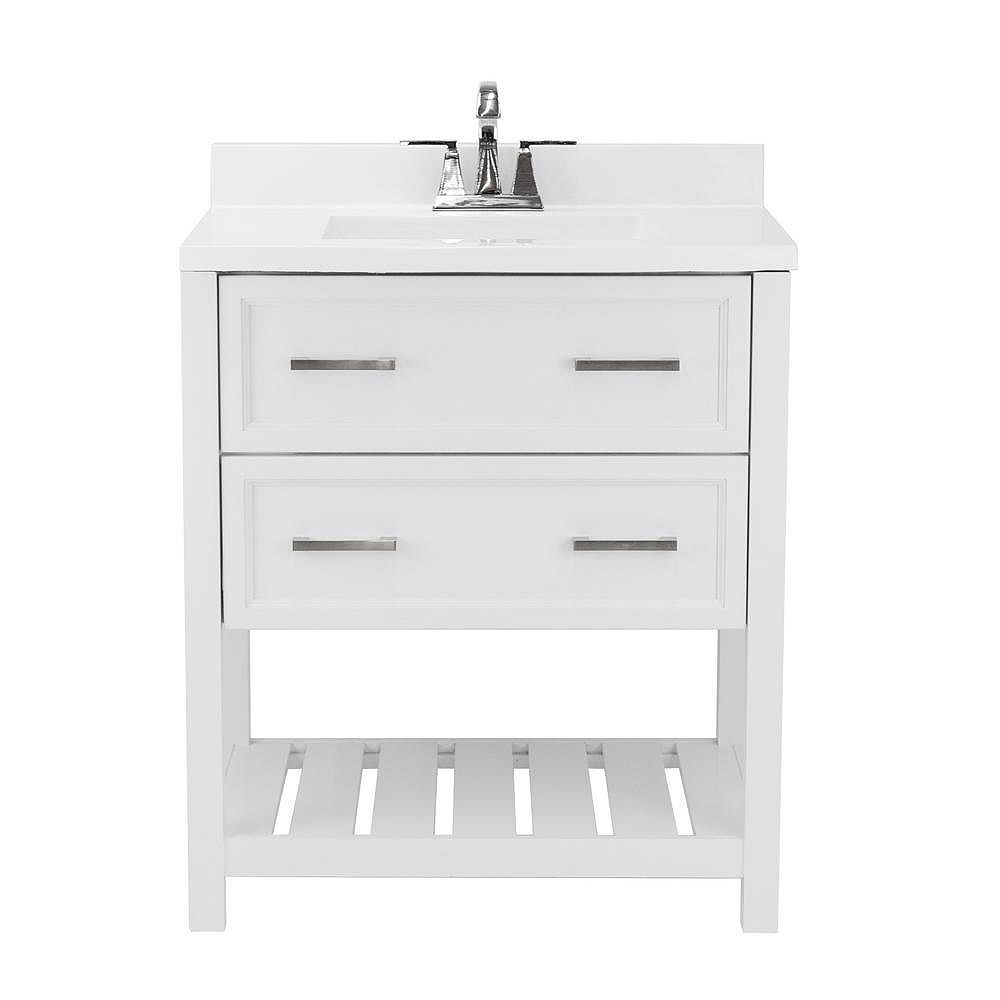 Amluxx Milan 31 In Bath Vanity In White With Cultured Marble Vanity Top In White With Bac The Home Depot Canada