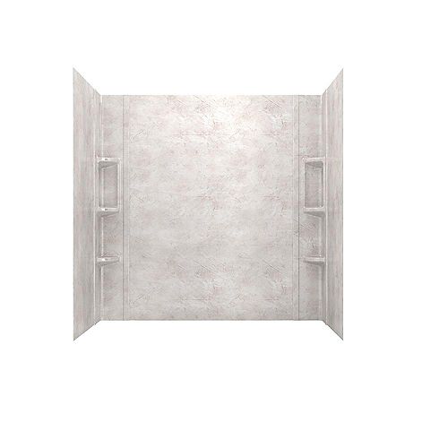 Ovation 32 in. x 60 in. x 59 in. 5-Piece Glue-Up Alcove Bath Wall Set in Beige Parchment