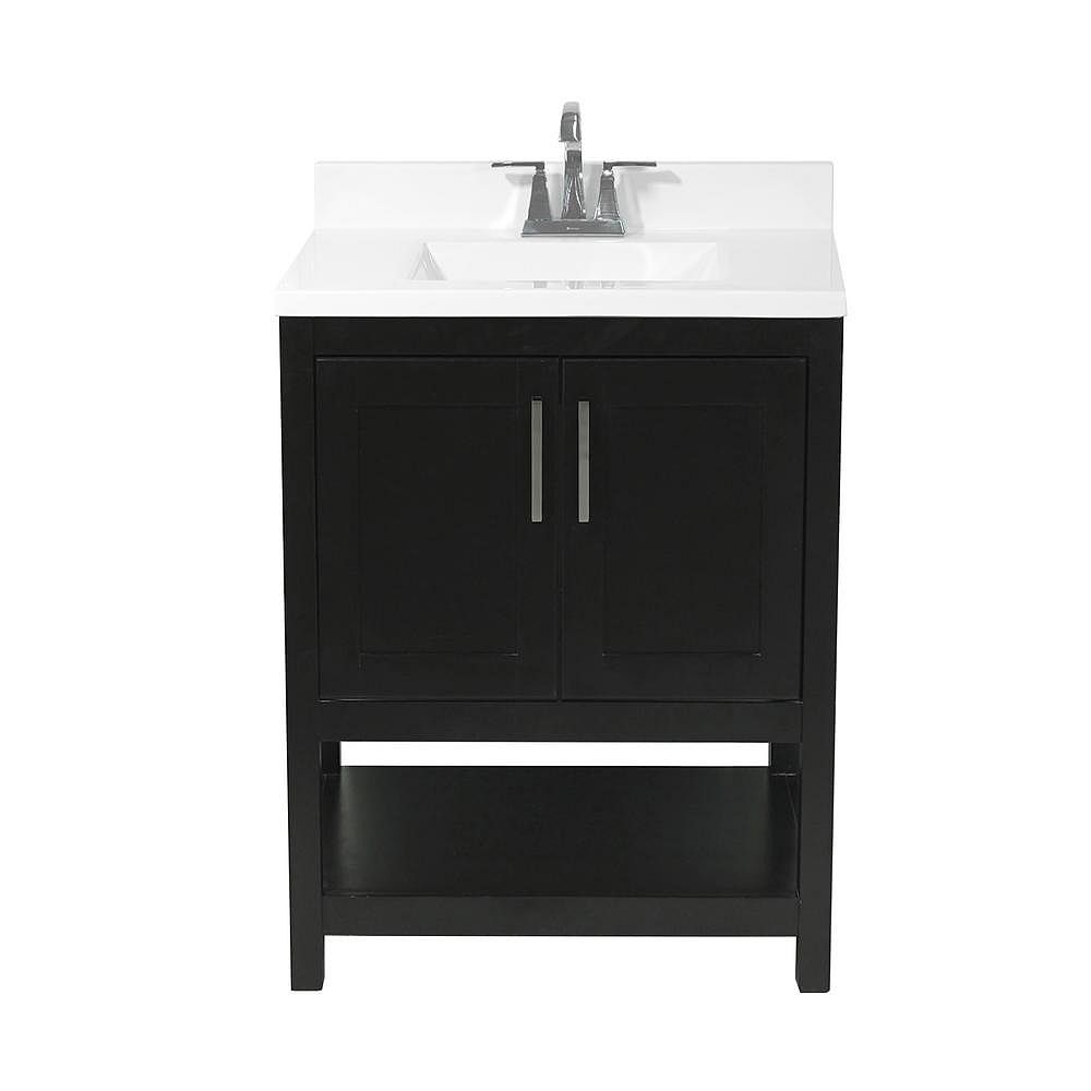 Amluxx Tufino 25 In Bath Vanity In Espresso With Cultured Marble Vanity Top In White With The Home Depot Canada