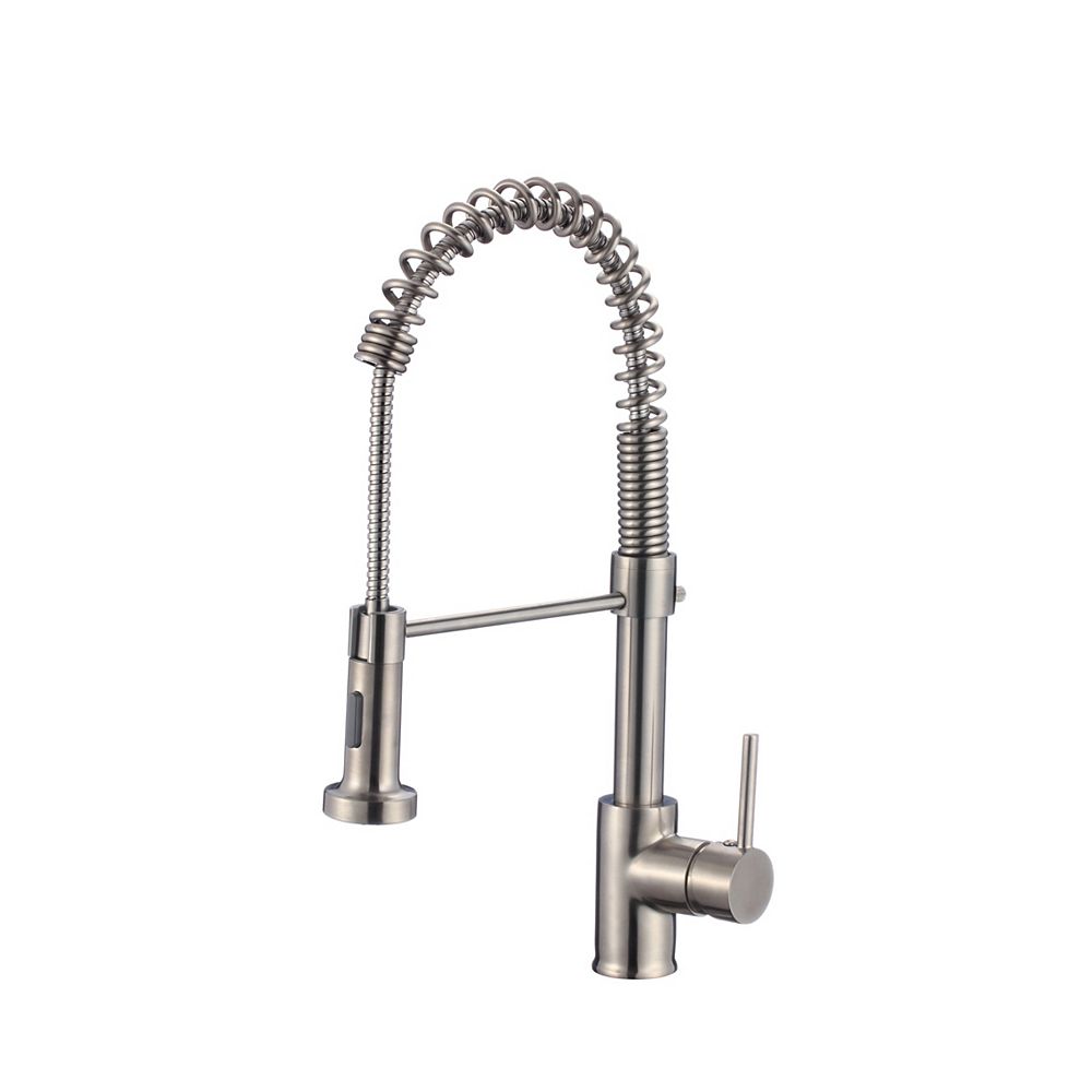 Stylish Single Handle Pull Out Stainless Steel Kitchen Faucet Brushed Nickel The Home Depot Canada