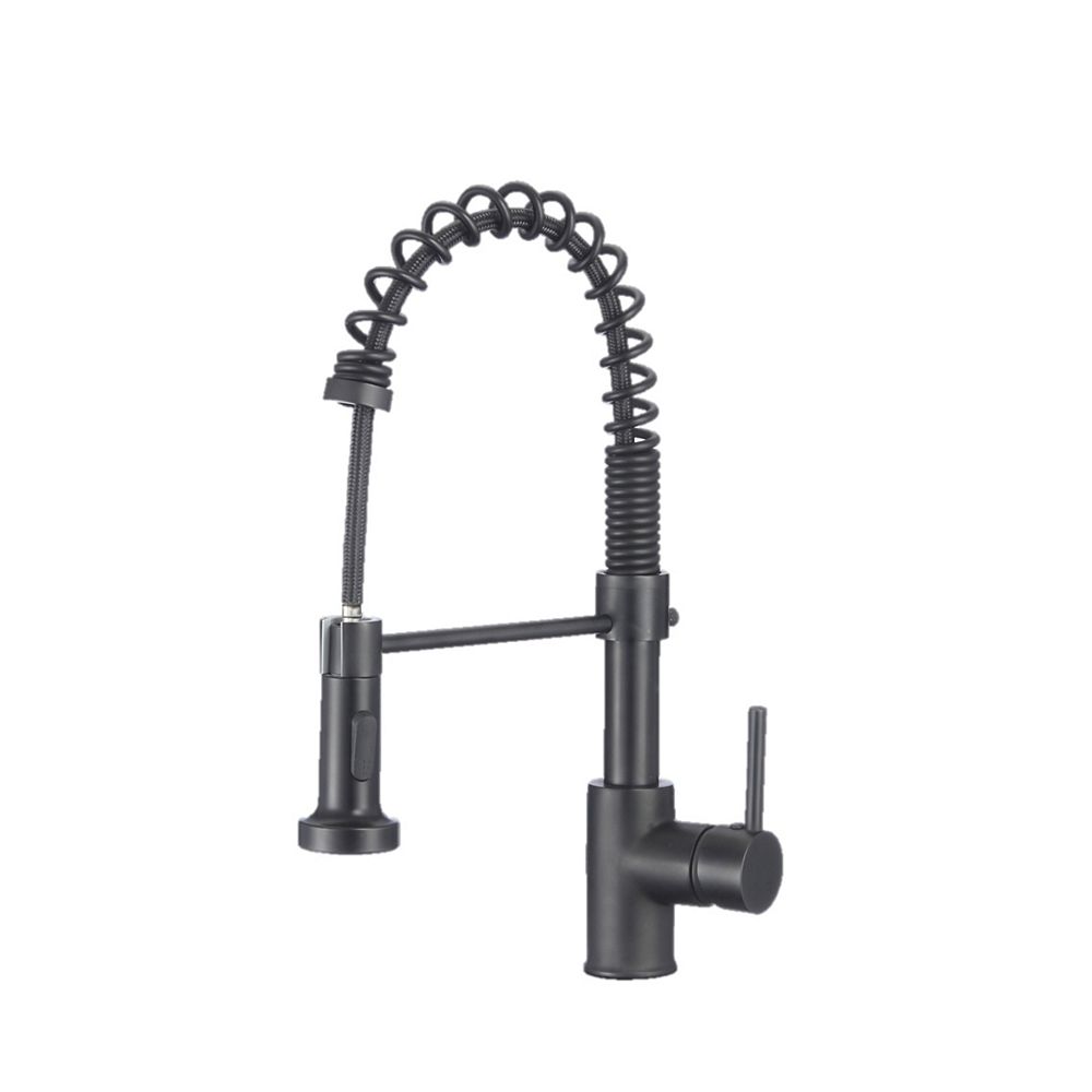 Stylish Single Handle Pull Down Sprayer Kitchen Faucet With Spring Design In Matte Black The Home Depot Canada