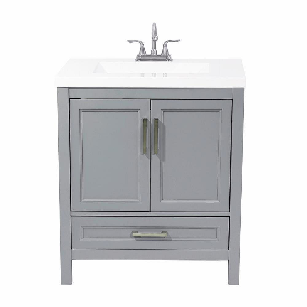 Amluxx Salerno 31 In Bath Vanity In Grey With Cultured Marble Vanity Top In White With Wh The Home Depot Canada