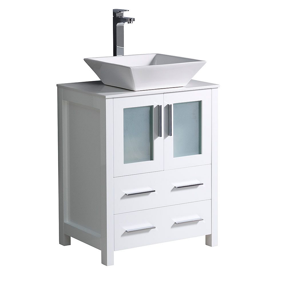 Fresca Torino 24 Inch Bath Vanity In White With Glass Stone Vanity Fresca Torino 24 Inch Bath Vanity In White With Glass Stone Vanity