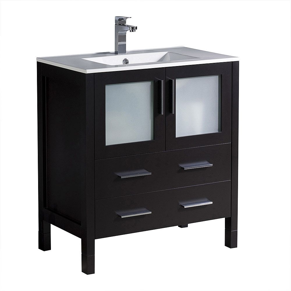 Fresca Torino 30 Inch Bath Vanity In Espresso With Ceramic Vanity Top In White With White The Home Depot Canada