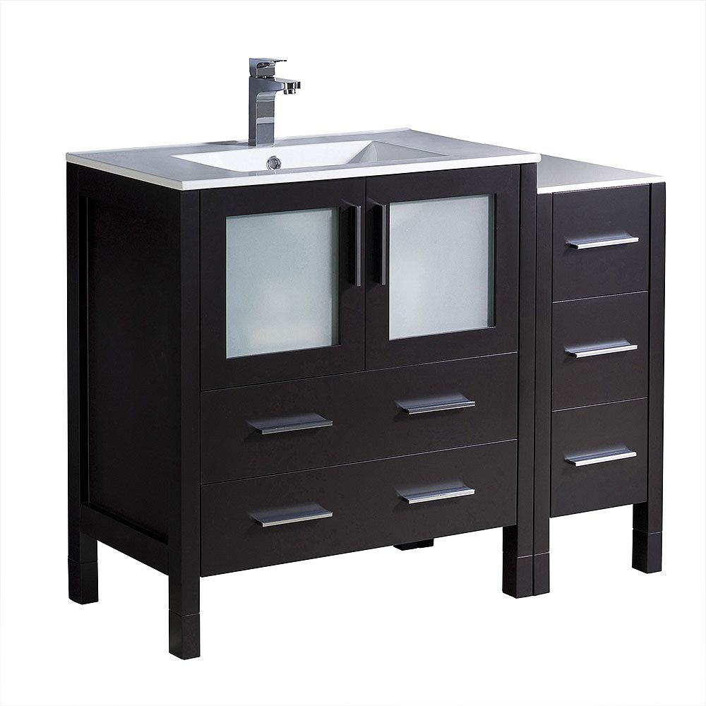 Fresca Torino 42 Inch Vanity In Espresso With Ceramic Vanity Top In White With White Basin The Home Depot Canada