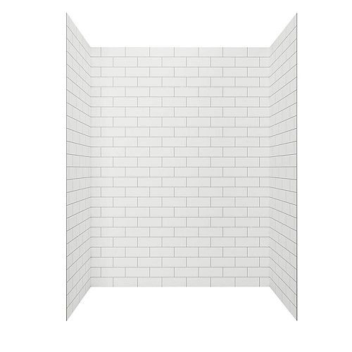 Passage 32 in. x 60 in. x 72 in. 4-Piece Glue-Up Alcove Shower Wall in White Subway Tile