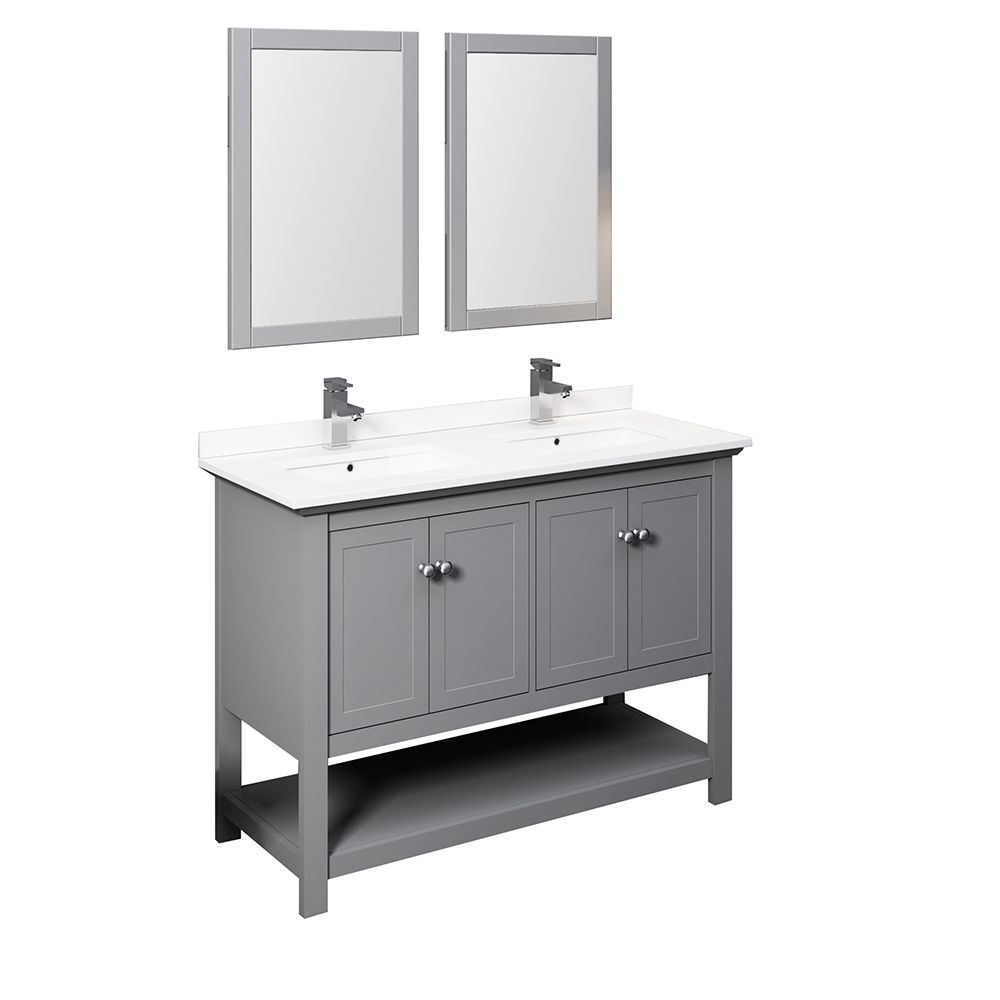 Fresca Manchester 48 inch Gray Traditional Double Sink Bathroom Vanity