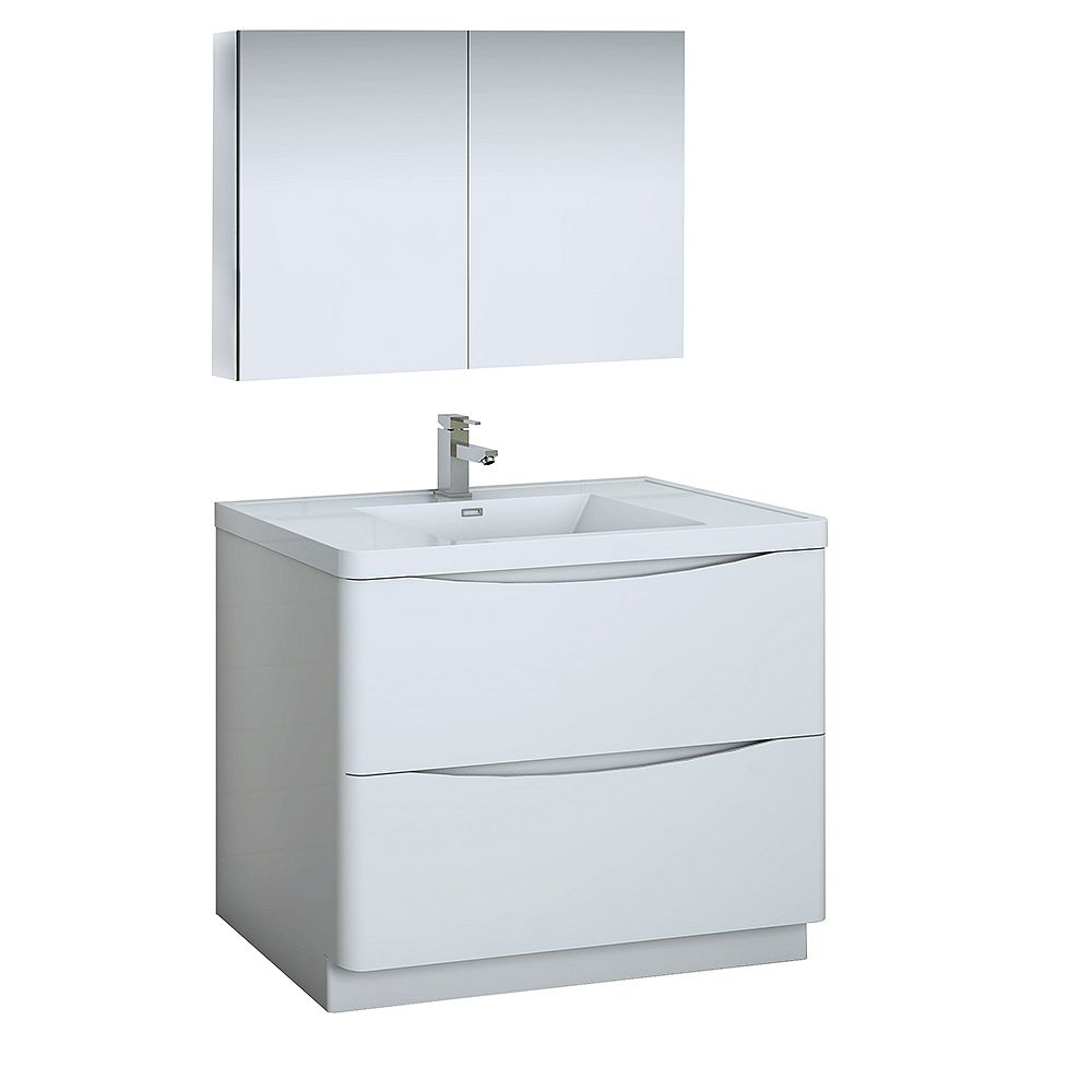 Fresca Tuscany 40 inch Glossy White Free Standing Modern Bathroom