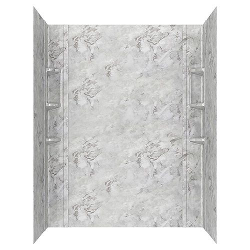 American Standard Ovation 32 in. x 60 in. x 72 in. 5-Piece Glue-Up Alcove Shower Wall Set in Silver Celestial