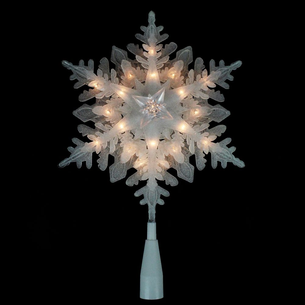 Northlight 10 Lighted White Snowflake Christmas Tree Topper Clear