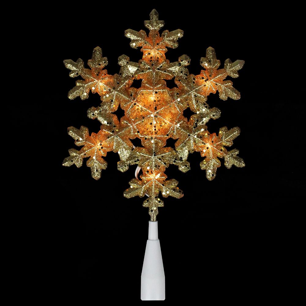 Northlight 12.75" Lighted Gold Snowflake Christmas Tree Topper - Clear ...