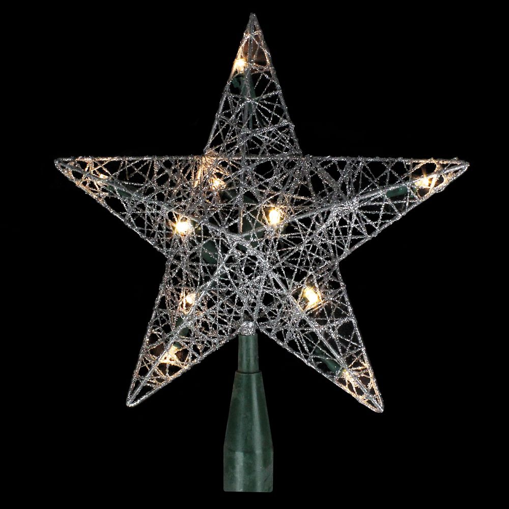 Northlight 9" Lighted Silver Wire Star Christmas Tree Topper- Clear LED ...