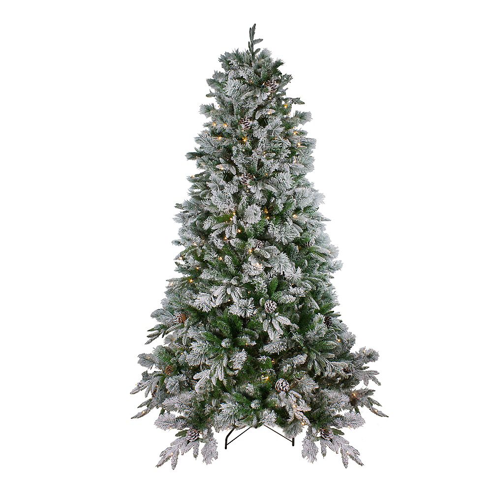 Northlight 6.5' PreLit LED Flocked Mixed Rose Mary Pine Artificial Xmas Tree Clear Ligh