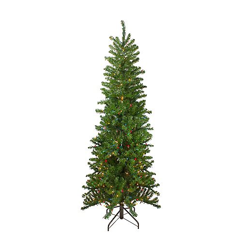 6.5' Pre-Lit Canadian Pine Artificial Pencil Christmas Tree - Multi Lights