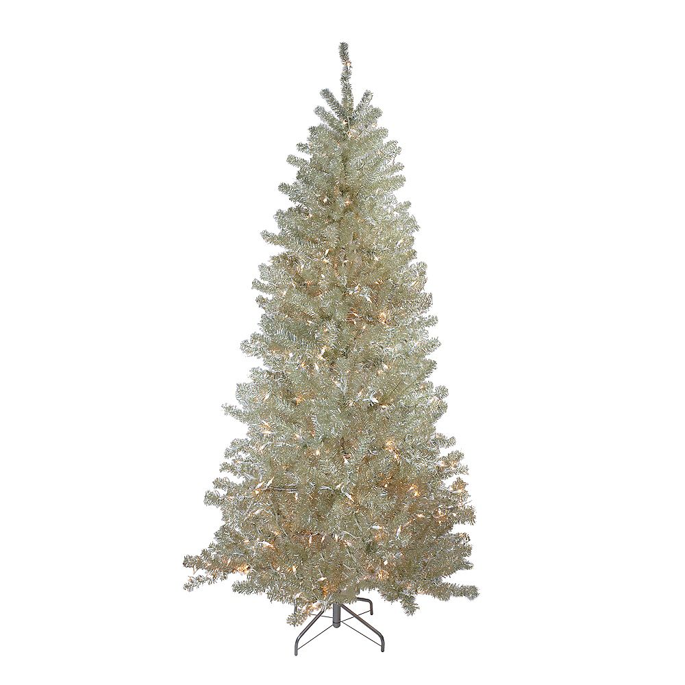 Northlight 7' Metallic Sheer Champagne Artificial Tinsel Christmas Tree