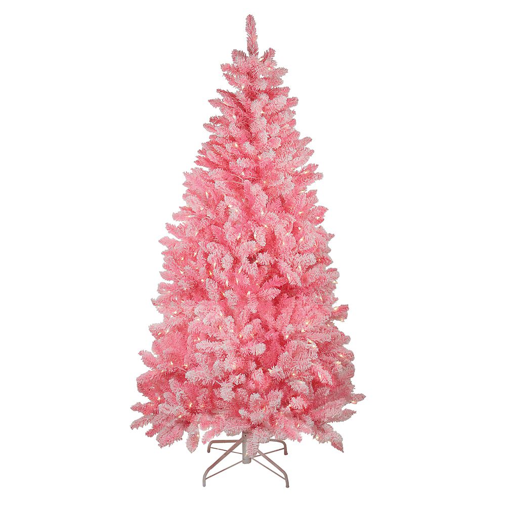 Northlight 7' Pre-Lit Pink Flocked Slim Artificial Christmas Tree - Clear  Lights | The Home Depot Canada