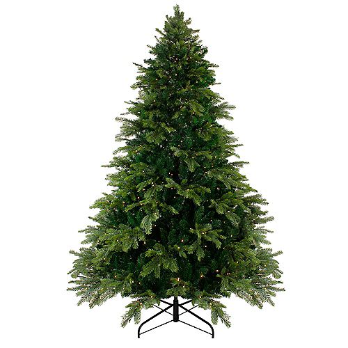 7.5' Pre-Lit Woodcrest Pine Artificial Christmas Tree - Warm White LED Lights