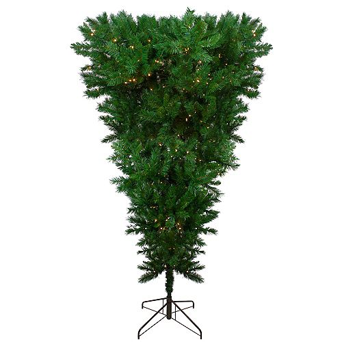 7' Pre-Lit LED Sugar Pine Upside Down Artificial Christmas Tree - Clear Lights