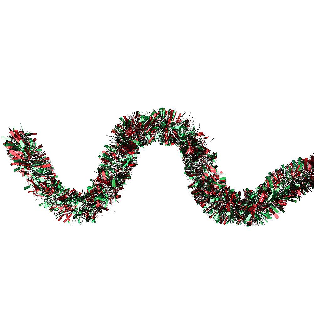Northlight 12' x 4" Green and Red Tinsel Artificial Christmas Garland Unlit The Home Depot