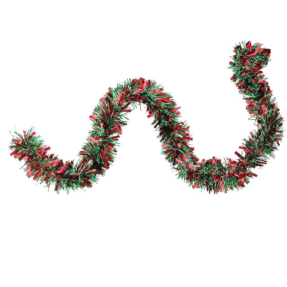 Northlight 50' Red and Green Wide Cut 6Ply Tinsel Garland Unlit