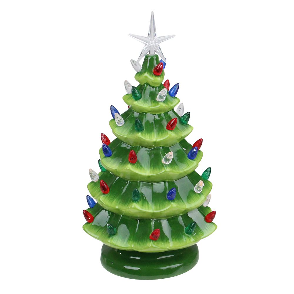 Northlight 12.5" LED Lighted Retro Table Top Christmas Tree With Star ...