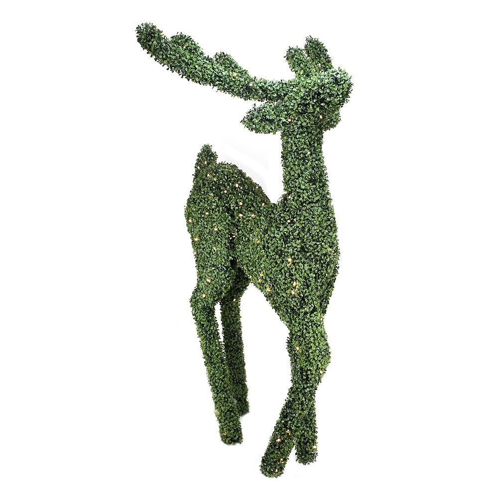 Northlight 6' PreLit LED Boxwood Standing Reindeer Christmas Outdoor Decoration Warm Wh
