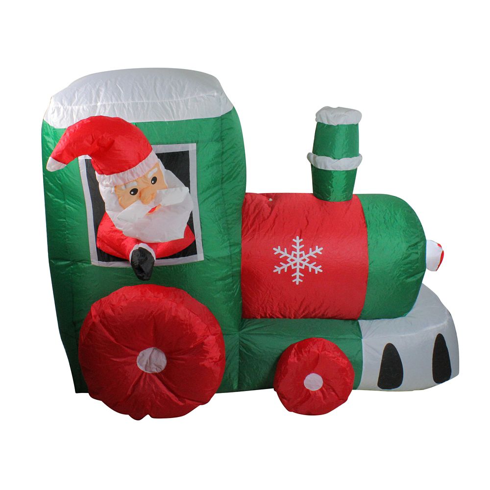 Northlight 4.5' Inflatable Santa On Locomotive Train Lighted Outdoor ...